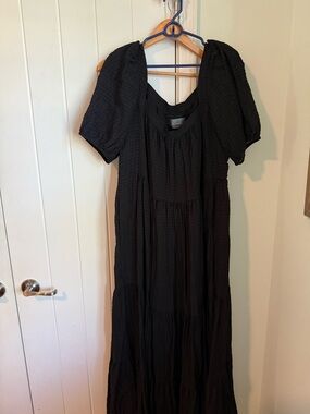 Anthropologie Black Puff Sleeve Maxi Dress - Classic Women's Dress